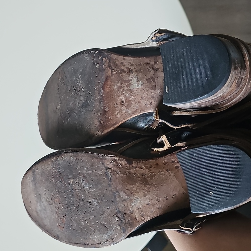 Freebird Crue Distressed Grey Leather Boots with Buckles - Picture 14 of 14